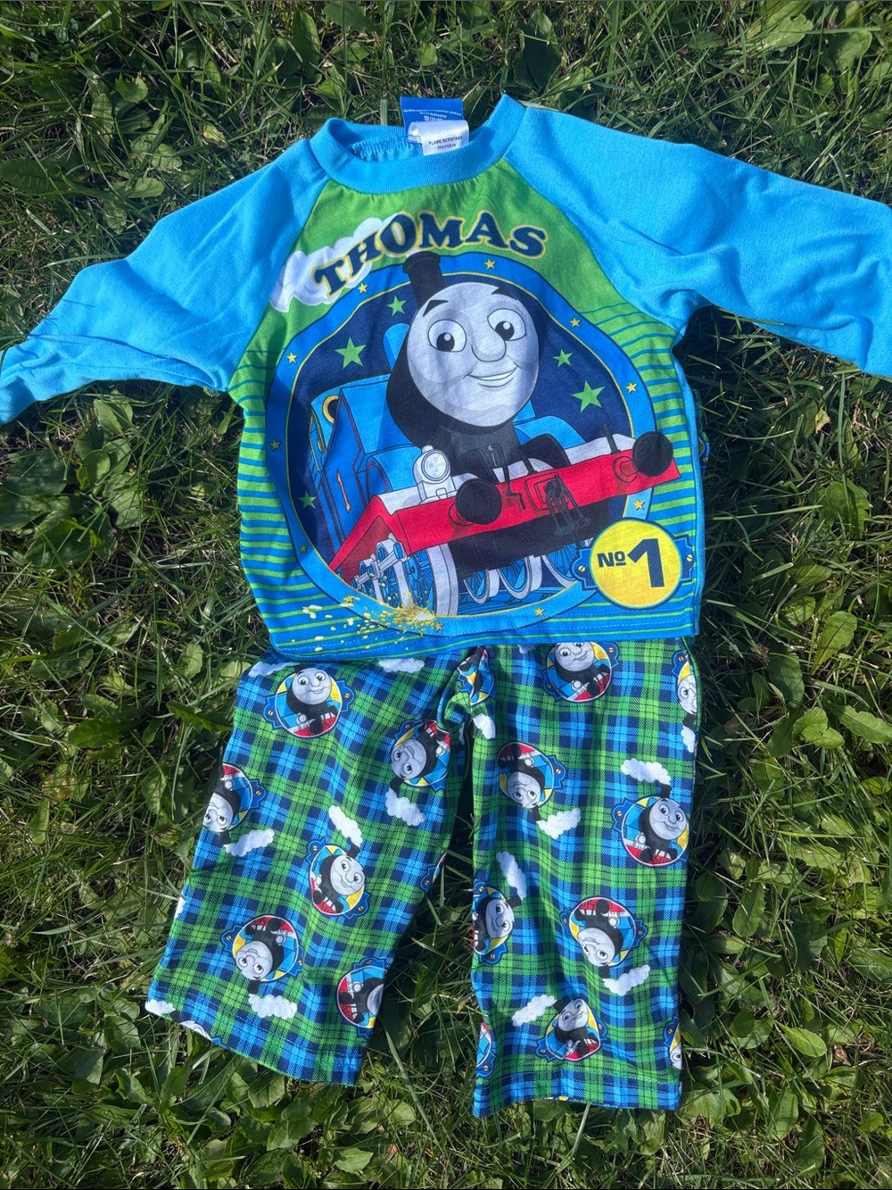 Thomas & Friends Bright Blue & Green Train Pajama Set